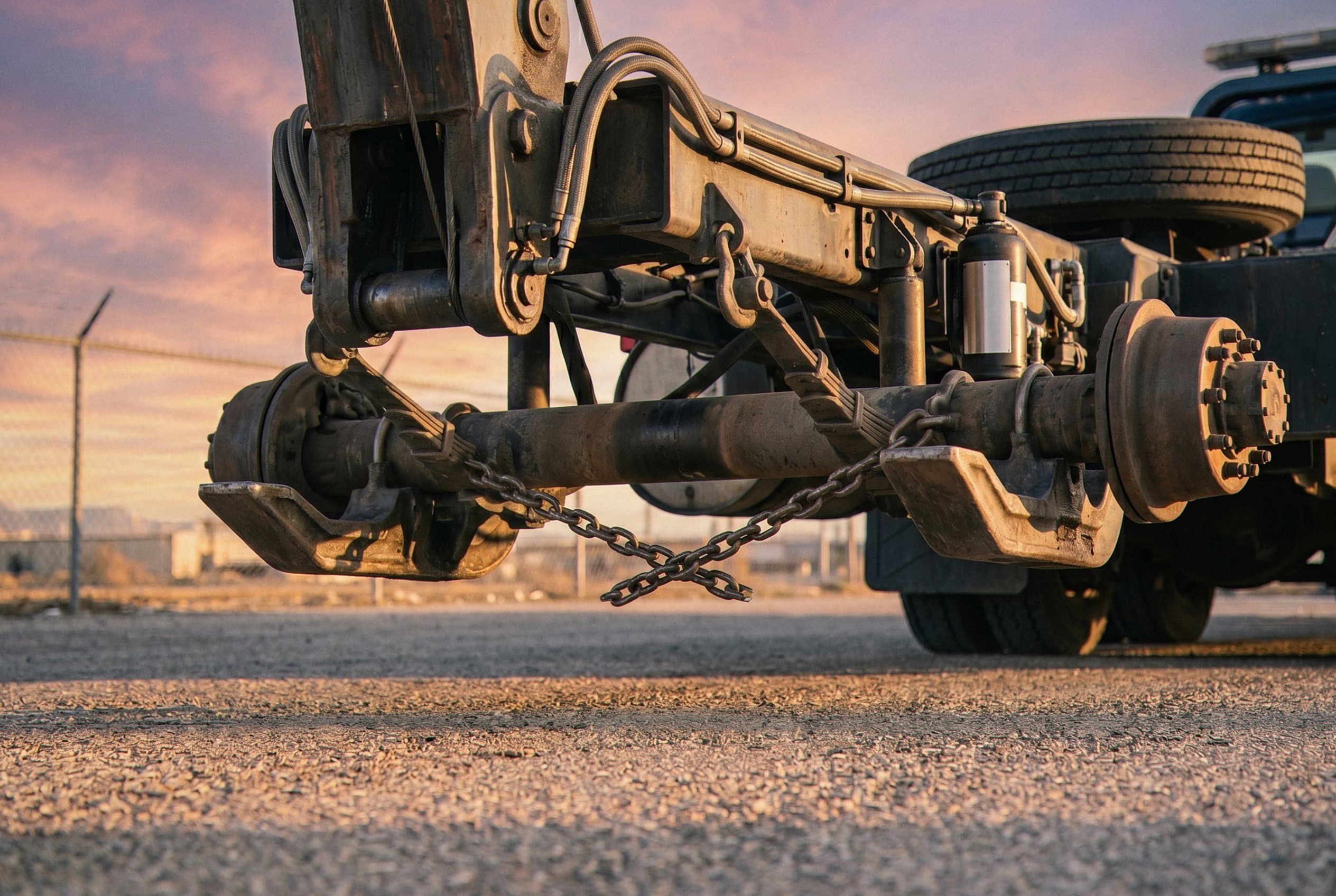 Safety chains wrecker boom secured