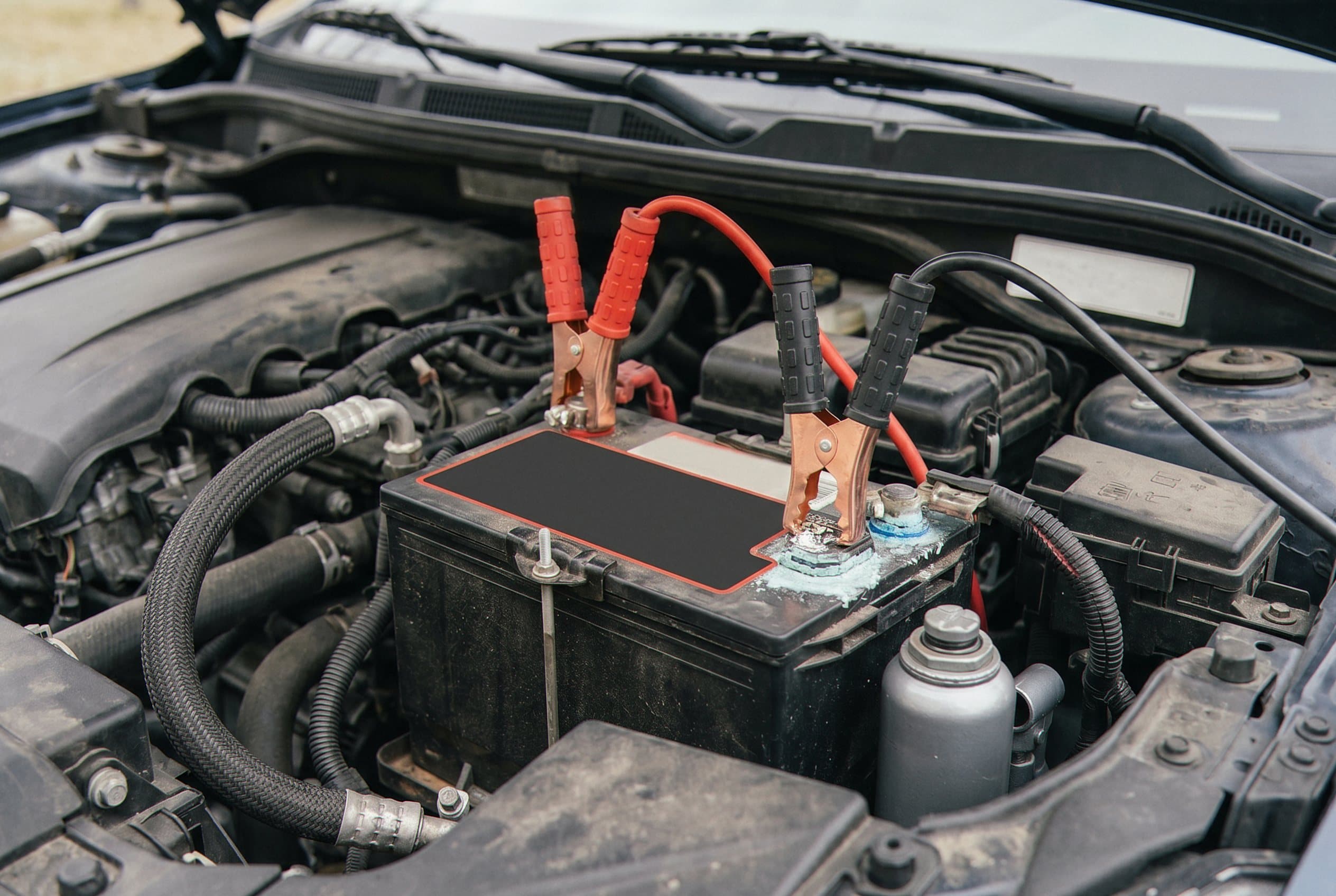 Battery positive negative terminals marked