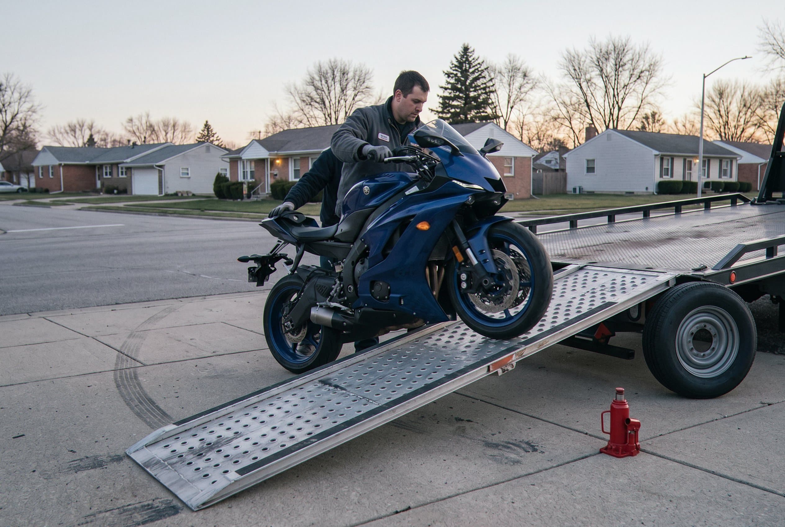 Motorcycle upright flatbed chock